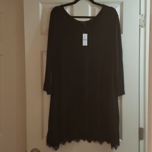 NWT Lane Bryant Lace-hemmed Black Sweater 22/24